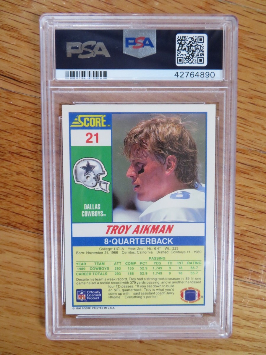1990 TROY AIKMAN Rookie SCORE 21 Football Card Graded PSA 6