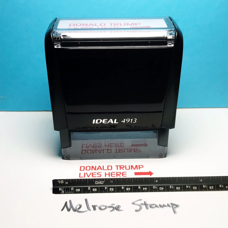 Donald Trump Lives Here Rubber Stamp Red Ink Self Inking Ideal 4913 - Image 2 of 4