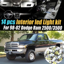 14Pc Super White Interior LED Light Bulb Kit Pack for 98-02 Dodge Ram 2500/3500