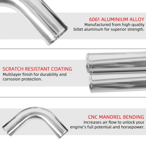  12PCS Universal Aluminum 3" Inch Intercooler Piping Kit w/Coupler and T-Clamps - Picture 2 of 11