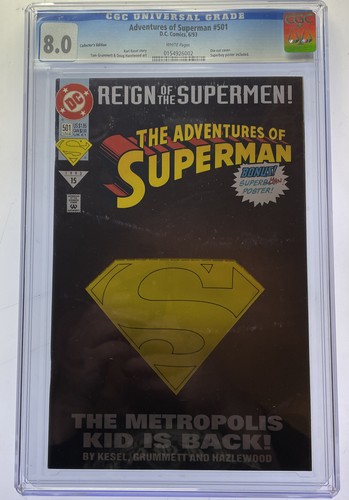 Adventures of Superman #501 CGC 8.0 OLDER STYLE CGC CASE Die June 1993