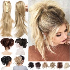 Straight Layered Claw Ponytail Clip In Hair Piece Extensions Bendable Blonde HYT