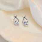 Sterling Silver White Sapphire Teardrop Stud Earrings with Sapphire Accents