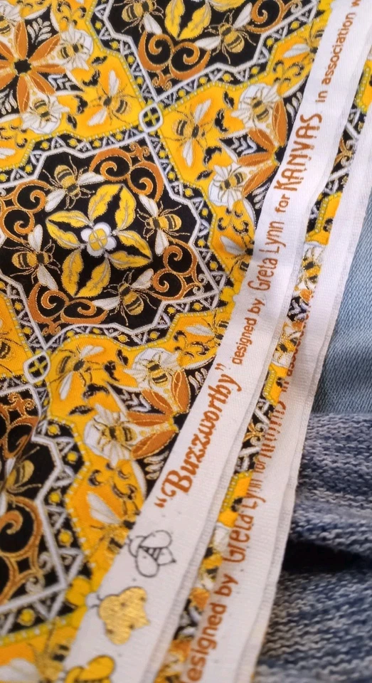 Buzzworthy Medallion by Greta Lyn for Kanvas Benartex Bee Quilt Fabric 44w x 84L - Image 3 of 3