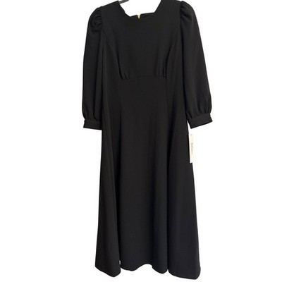 NEW Calvin Klein Black Puff Sleeve Empire Waist Midi Dress Size 10  Sophisticated | eBay