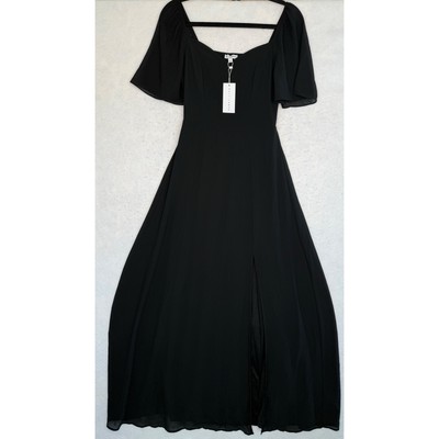 Baltic Born Dress XS Black Ruched Lined Maxi Slit Balls Dance Prom NEW$69