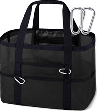 XX-Large Mesh Beach Bag Tote - 9 Pockets for Family Travel/Vacation Beach E...