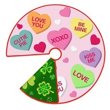 36 inch Reversible Valentines Day/St. Patrick's Day Tree Skirt, Double Sided