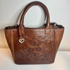 Brighton Ferrara Collection Marella 3D Leather Embossed Crossbody Handbag Purse