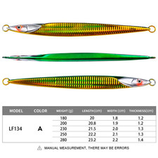 1pcs Metal Fishing Bait 180g-280g Sea Lead Jig Sinking Fish Lure Bass Hook LF134
