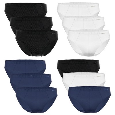 AMMANN Men's Briefs 3 Pack - Mini Brief Cotton & More, Tone-on-Tone Stripe, B...