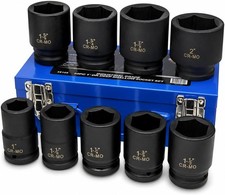 Stark Usa 9-pieces 1 Drive Deep Impact Socket Set 6-point1-inch - 2-inchcr-mo