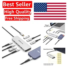 High-Performance 7-in-1 USB C Hub with 3 Gen 2 10Gbps Ports & Extended Cable