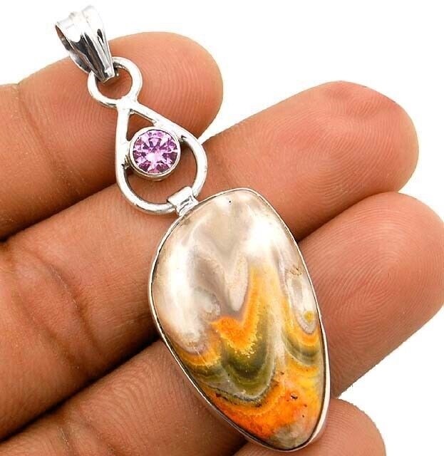 Natural Indonesian Bumble Bee 925 Solid Sterling Silver Pendant Jewelry @9-1
