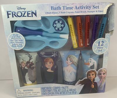 Disney Frozen Bath Time 12 Piece Color and Paint Activity Set Anna & Elsa NIB