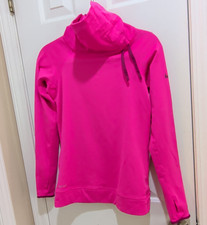 Nike Pro Dri-FIT Women's Pink Hooded Stretch Pullover Hoodie Athletic Fit S