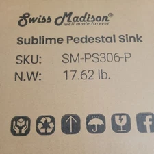 SWISS MADISON SM-PS306-P Chateau White Ceramic Pedestal Sink Pedastal Base ONLY