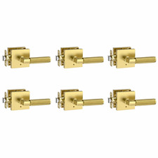 Amerdeco 6 Pack Privacy Door Handles,Brushed Gold Door Handles Interior,Knurled