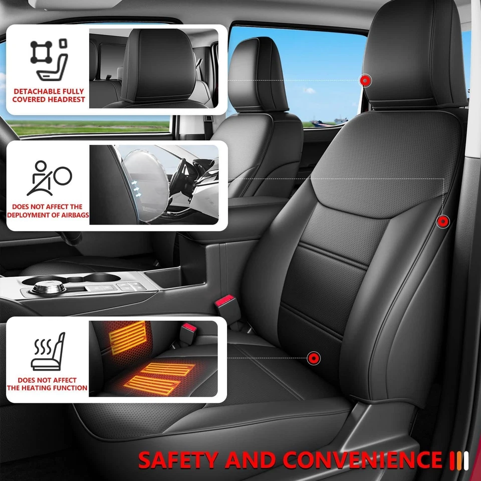 For 2022-2025 Ford Maverick Seat Covers Black PU Full Set Car Seat Protector Foto 2 de 4