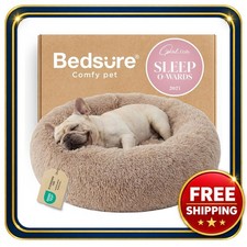 Dog Bed Medium Size Donut Calming Pet Bed with Raised Rim