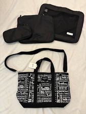 Nordstrom 125 Anniversary Black/White Logo Tote Bag  3 Nesting Packing Cubes