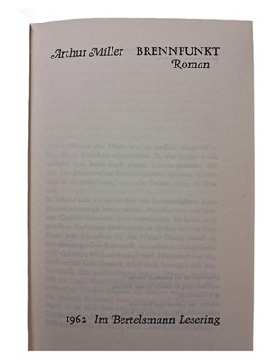 Arthur Miller Brennpunkt Roman Gesellschaftsroman Bertelsmann Lesering 1962
