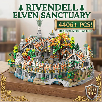 Rivendell Elven Castle: 4406pcs Medieval Modular Building Set   Epic Fantasy MOC