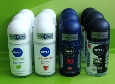 12xDeo Roll-on Deoroller NIVEA Black&White+ Dry Comfort+Fresh Pure+Dry Impact