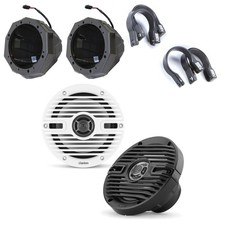 Clarion Classic Grill UTV 6.5" Marine Speaker Bundle including White  Black ...