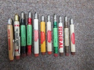 Lot of 11 Vintage Advertising Bullet Pencils 2 with Clips+ 1 with Clip No Pencil