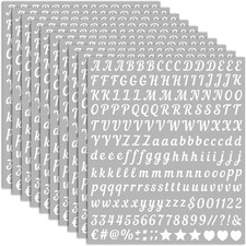 10 Sheets Small Letter Stickers - 0.5 Inch Handwritten White Vinyl Self Adhesive