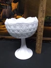 Vintage Indiana Glass Milk Glass Pedestal Dish Compote Quilted Diamonds Pattern