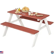 Outsunny Kids Wooden Picnic Table & Bench Set - Outdoor Furniture for Ages 3-8