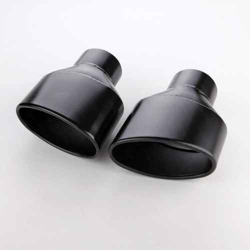 304 Stainless Steel 3" In Black Exhaust Tips 6"x3.75" Out Slant Cut Rolled 8" L - Picture 2 of 7