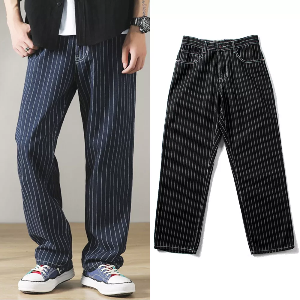 Striped top denim pants