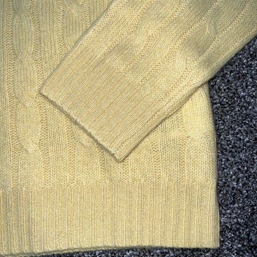 POLO RALPH LAUREN Cashmere Cable Knit Yellow Pullover womens sz L $498 new - Picture 2 of 7