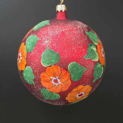 ITALIAN MERCURY GLASS LARGE BALL CHRISTMAS ORNAMENT 5" SCARLET RED HAND MADE - Picture 4 of 6