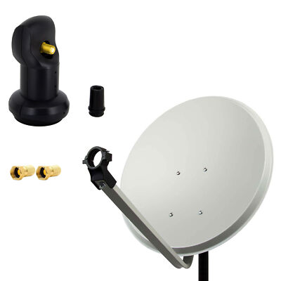 PremiumX 60cm SAT Antenne Satellitenschüssel Grau Satanlage Spiegel Single LNB
