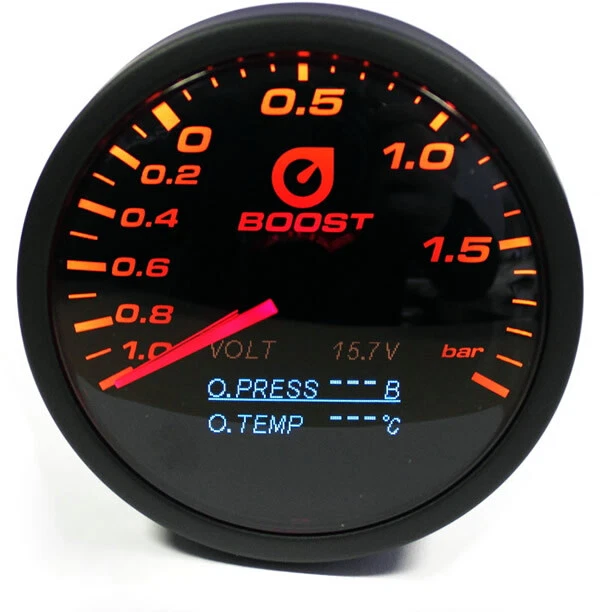 4in1 Ladedruck Anzeige 60mm Öldruck Öltemperatur Volt Gauge schwarz TT - Bild 2 von 4