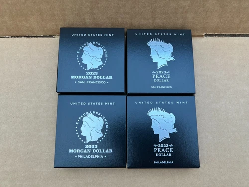 2023 S PROOF Morgan & Peace + Uncirculated Morgan & Peace Silver Dollar 4 Coins