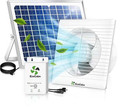 Solar Fan with Battery, 8" Powered Fans for Shed 25W 8 Inch, White | eBay