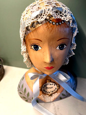 Hand Tatted Elaborate Lace Antique Girls Bonnet