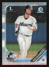 2019 Bowman Chrome EVAN EDWARDS Refractor Baseball card MIAMI MARLINS #168