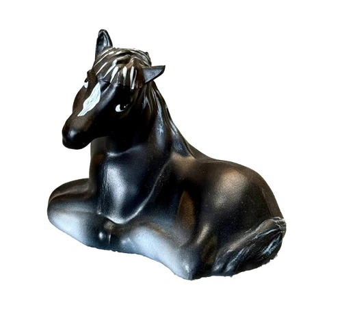 PNWFA Fenton Glass Horse Foal Figurine - Hand Painted Black Natural - LE 150