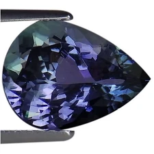 3.32 Ct A Natural D Block Tanzanite Light Green Violet Color Pear Cut