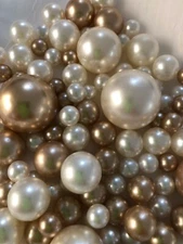 Floating Light Champagne Ivory Vase Filler Pearls, Decor, Table Scatter