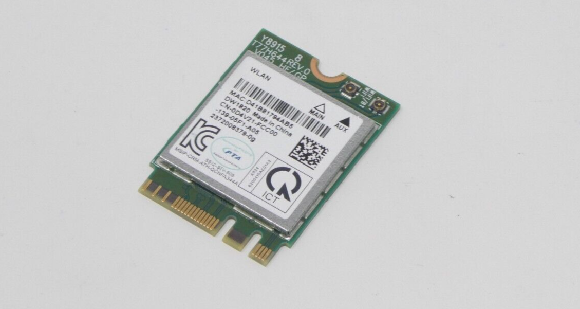 Dell Wireless 1820 DW1820 WLAN WiFi 802.11AC + Bluetooth 4.1 M.2 Dell Wireless 1820 DW1820 WLAN WiFi 802.11AC + Bluetooth 4.1 M.2