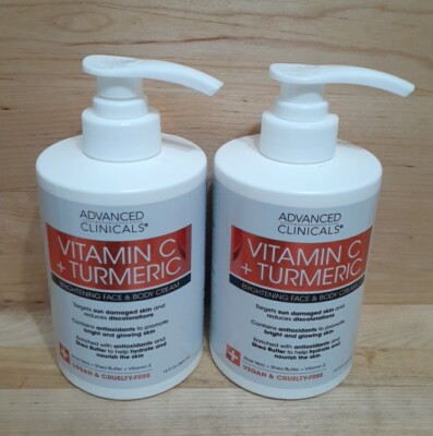 4 JUGS: Advanced Clinicals Vitamin C + Turmeric Brightening Face Body Cream 15oz