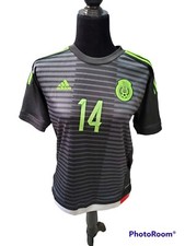 Adidas Mexico Soccer Jersey US 28 Black & Lime Green Chicharito Number 14 AS IS