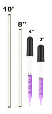 Glass Stirring Rods+Graduated Droppers for Lab,Kitchen,Science Education 4/Pack